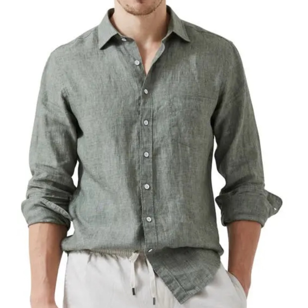 Rodd & Gunn Men’s Seaford Linen Button-Up Shirt Size L